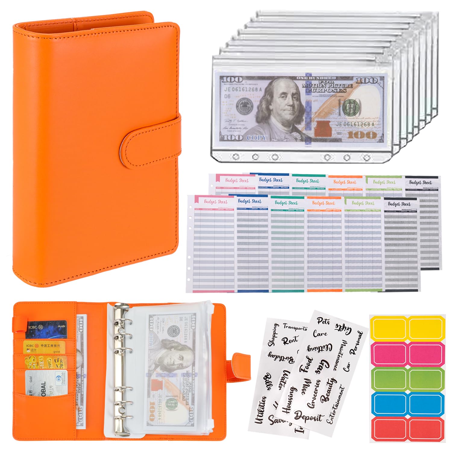 Buy now NICOOTHBudget Binder Cash Envelopes A6 Money Saving Binder with Zipper envelopes (Purple) Orange at indiglob india