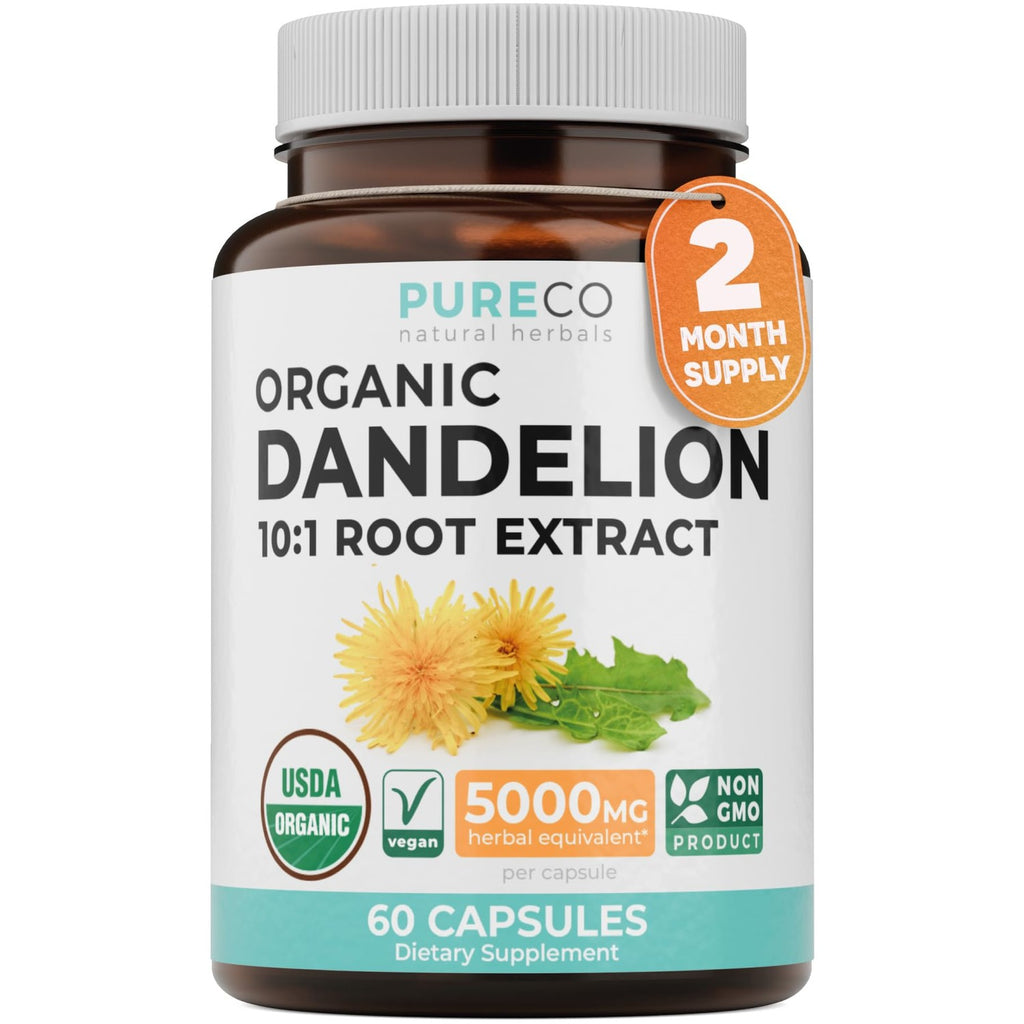 USDA Organic Dandelion Root Extract - High Potency 10:1 Dandelion Root Supplement with 5000mg Herbal Equivalent Strength for Liver Cleanse Detox & Repair Support - Vegan & Non-GMO (2 Month Supply)