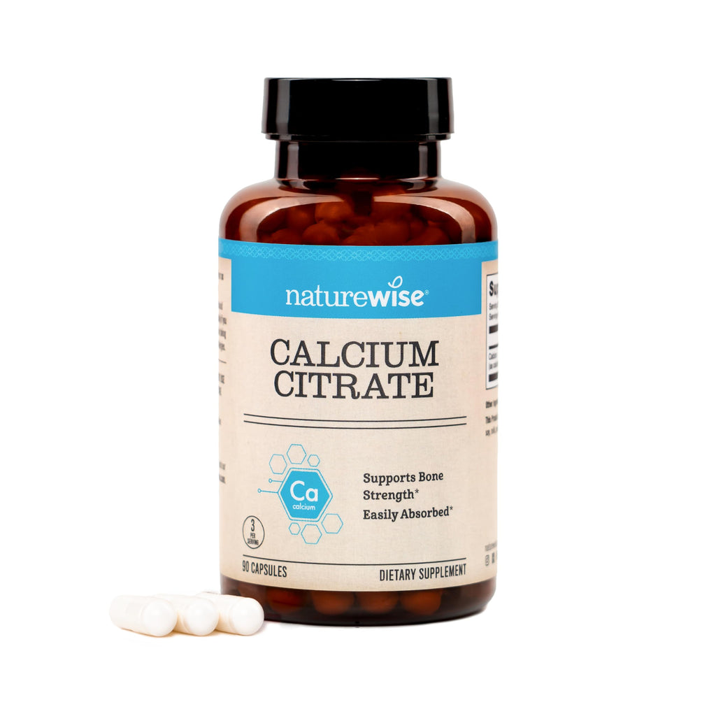 NatureWise Calcium Citrate 500mg Capsules - Supplement for Bone Health - Easy to Digest & Absorb - Vegan, Non-GMO, Gluten-Free - 90 Count[30-Day Supply]