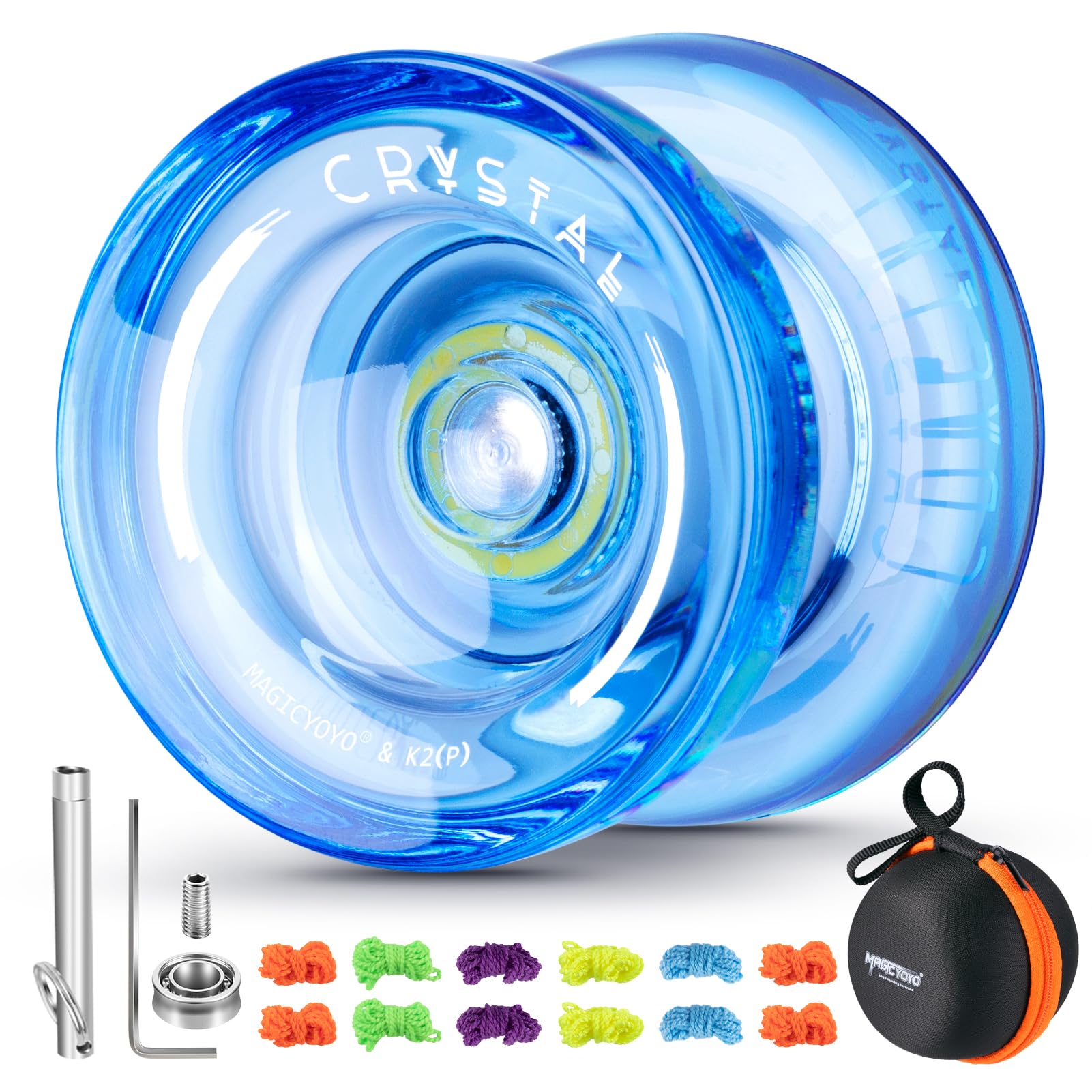 Buy now MAGICYOYO K2 Plus Crystal Orange Yoyo, Professional Fingerspin Trick Yo Yo for Kids/Adults, Responsive Yo-yo for Beginner, Replacement Unresponsive Bearing with 6 Yo yo Strings+Bearing Remover at indiglob india