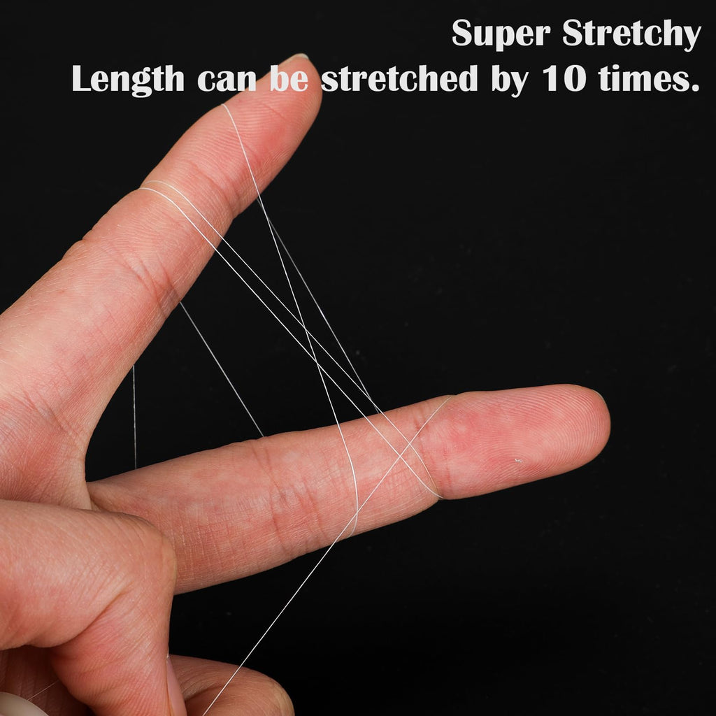 2 Pcs Fishing Thread, Invisible Fishing Bait Elastic Thread Clear Fishing String 0.2mm Length 656 Feet Per Spool Stretchy Fishing Line for Salmon Sturgeon Bass
