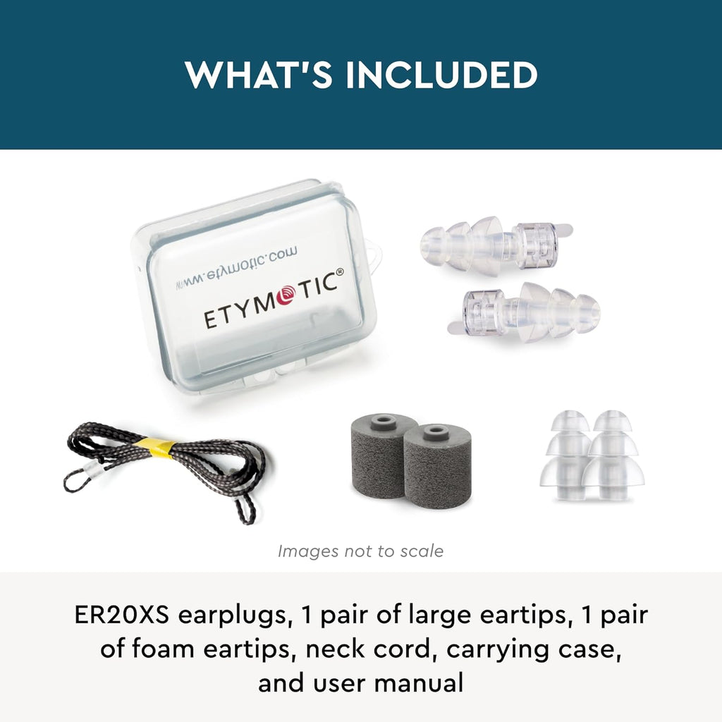 Buy now Etymotic ER20XS ETY Earplugs Set - High-Fidelity Hearing Protection - Up to 20 dB Sound Reduction - Reusable - Includes Large Clear Eartips, Foam Eartips, Neck Cord & Case at indiglob india
