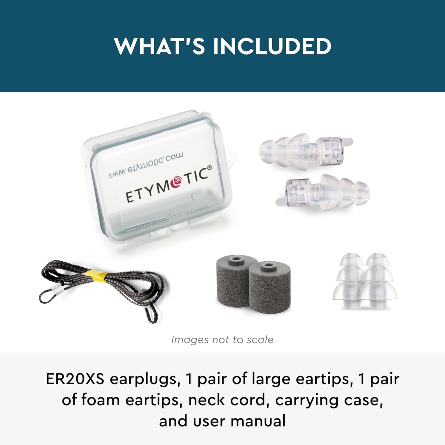 Buy now Etymotic ER20XS ETY Earplugs Set - High-Fidelity Hearing Protection - Up to 20 dB Sound Reduction - Reusable - Includes Large Clear Eartips, Foam Eartips, Neck Cord & Case at indiglob india
