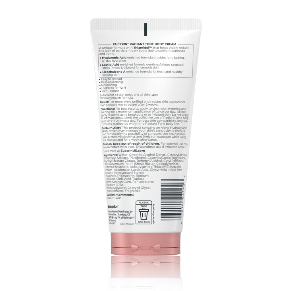 Eucerin Radiant Tone Dark Spot Corrector Body Cream, 7 OZ | Dark Spot Body Cream for Women, Thiamidol Enriched, Reduces Dark Spots Due to Sunlight Exposure and Aging, 72-Hour Hydration