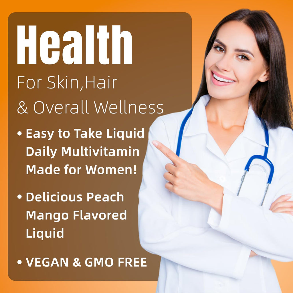 Liquid Multivitamin for Hair Growth | Biotin 10000mcg | Hair & Skin Support Supplement | Clinically Tested for Thicker Hair & Skin Elasticity | Suitable for Women & Men, Ages 18+ | 15.22 Fl Oz (2)