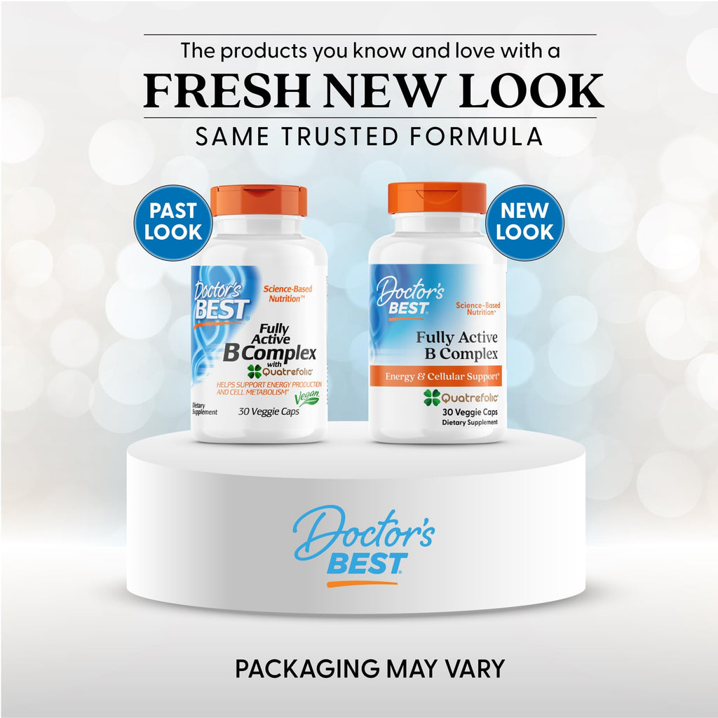 Doctor's Best Fully Active Vitamin B Complex Supplement for Men & Women - Super Complex with Methylated B12 & Folate, B6, Biotin, Pantothenic Acid, & More, Energy Support Caps - 30 Veggie Capsules