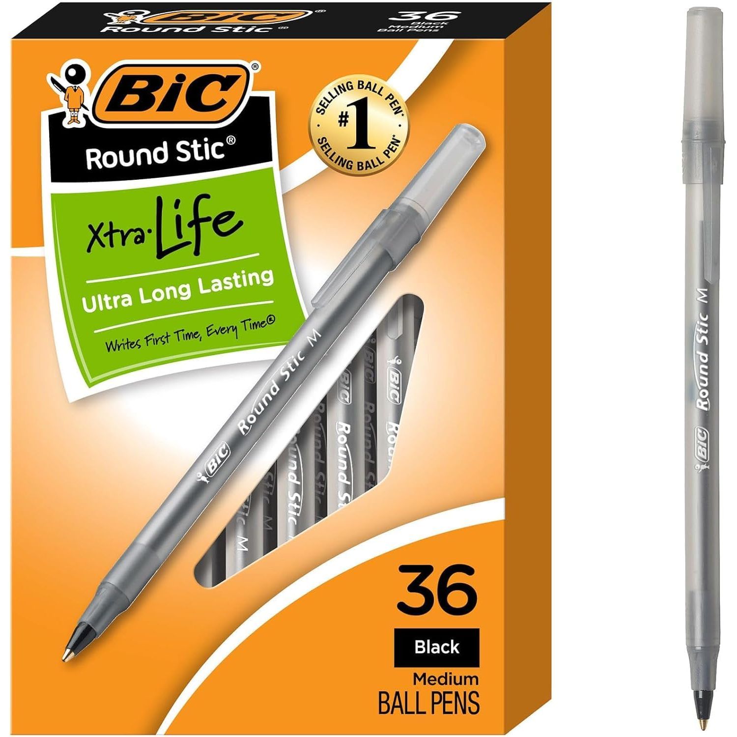 Buy now BIC Round Stic Xtra Life Ballpoint Pen, Ultra Long Lasting and Consistent Ink Flow, 60-Count in Black Ink 36 Count (Pack of 1) Black at indiglob india