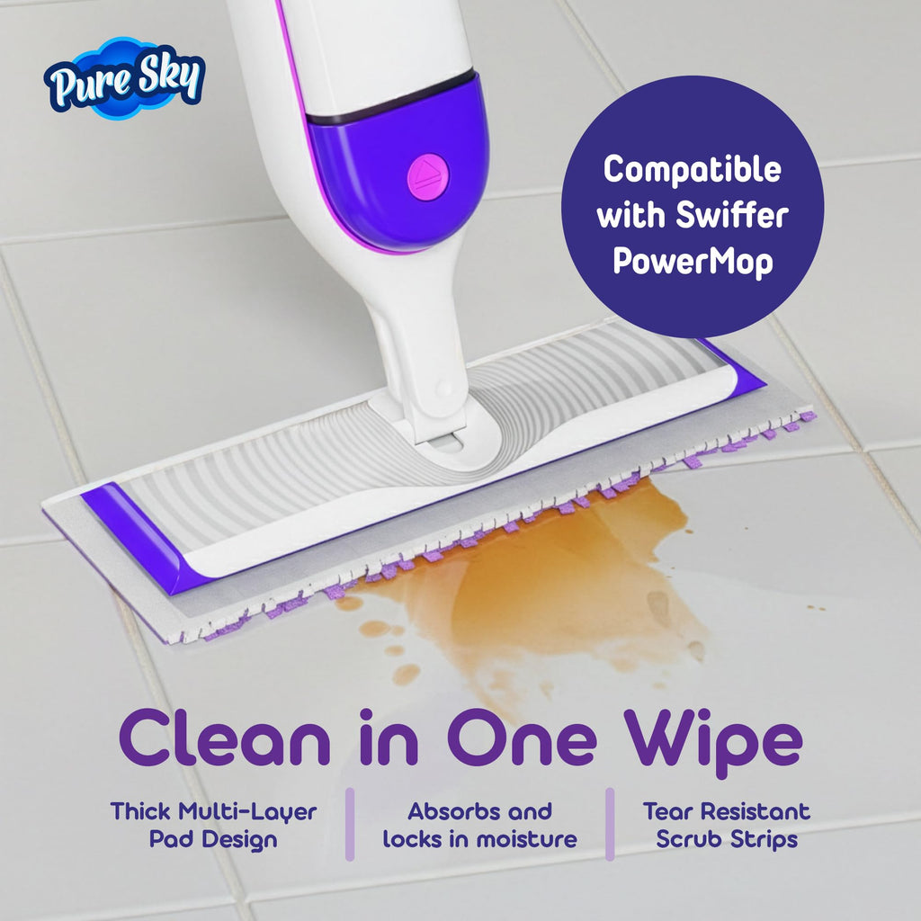 30 Pack Power Mop Refills, Pads for Swiffer PowerMop – Upgraded Design with Full Width, Improved Absorbent Layer, 5X Cleaning – Heavy Duty Replacement Compatible with Swiffer Power Mop Pads, Bulk Pack