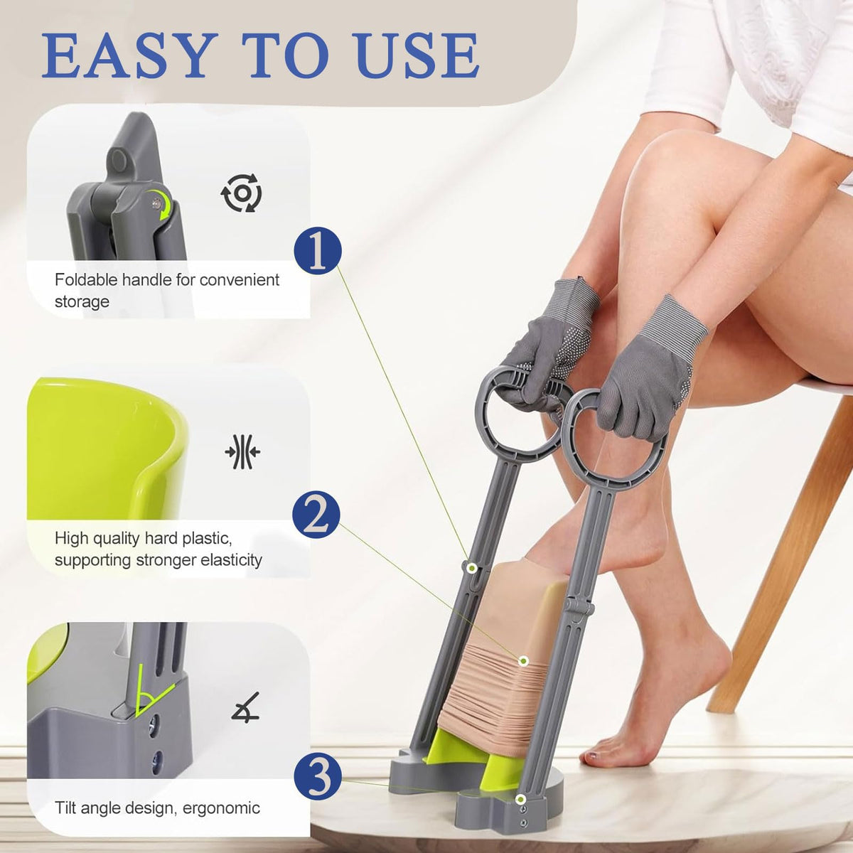 Compression Sock Aid Device | Size for Leg Circ 16 in or Less | Helper Device for Putting on Compression Stocking, Easy On Donning Aid Tool for Socks & Stockings, Durable & User-Friendly Design