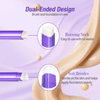 2Pcs Foundation Stick,2-in-1 Color Changing Foundation Stick with Brush – Natural Finish, Buildable Coverage, Moisturizing Long-Lasting Makeup for Mature Skin & All Types