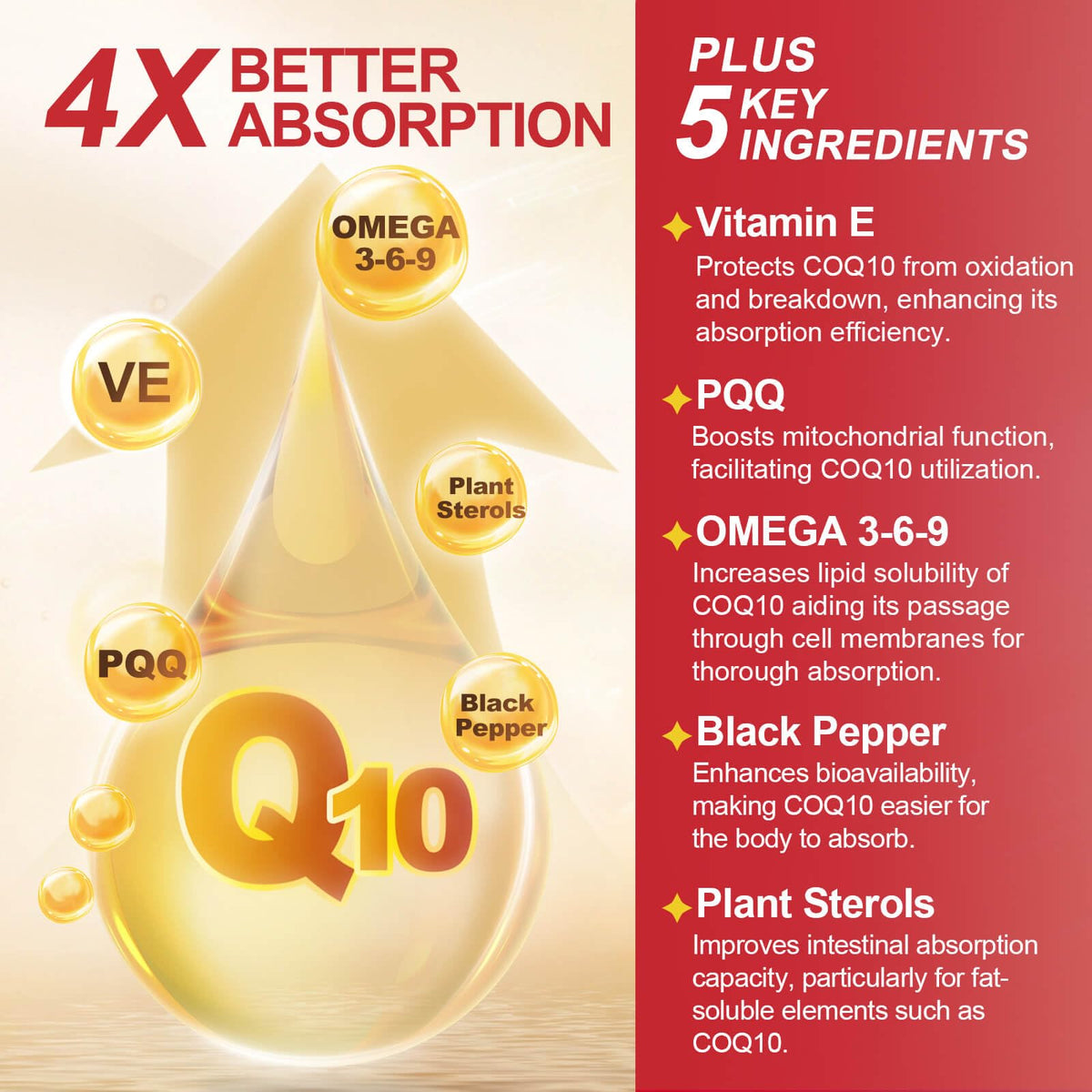 DRFOSTER CoQ10 200mg, with PQQ & Omega 3-6-9 & Vitamin E, 120 Servings