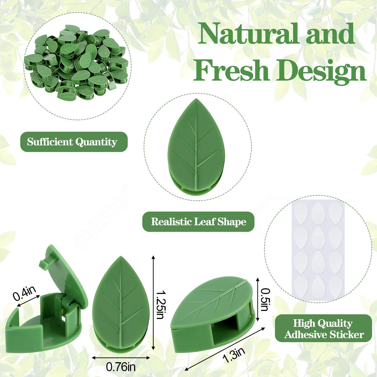 Geiserailie 60 Plant Climbing Clips Wall Fixture with 72 Stickers for Vine