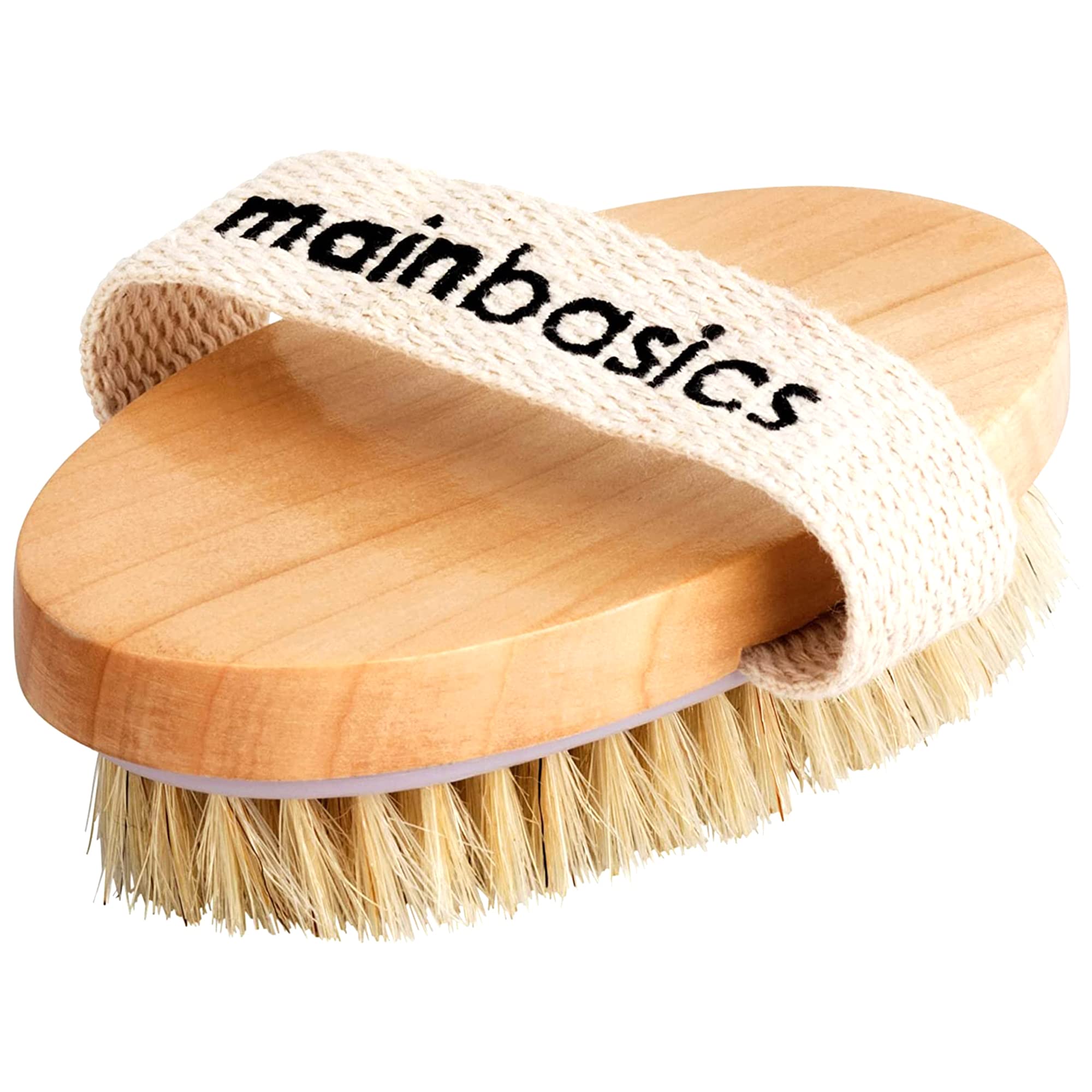 MainBasics Dry Brushing Body Brush | Lymphatic Drainage, Dry Skin, Cellulite, Blood Circulation, Exfoliating Natural Bristles and Massage Nodes