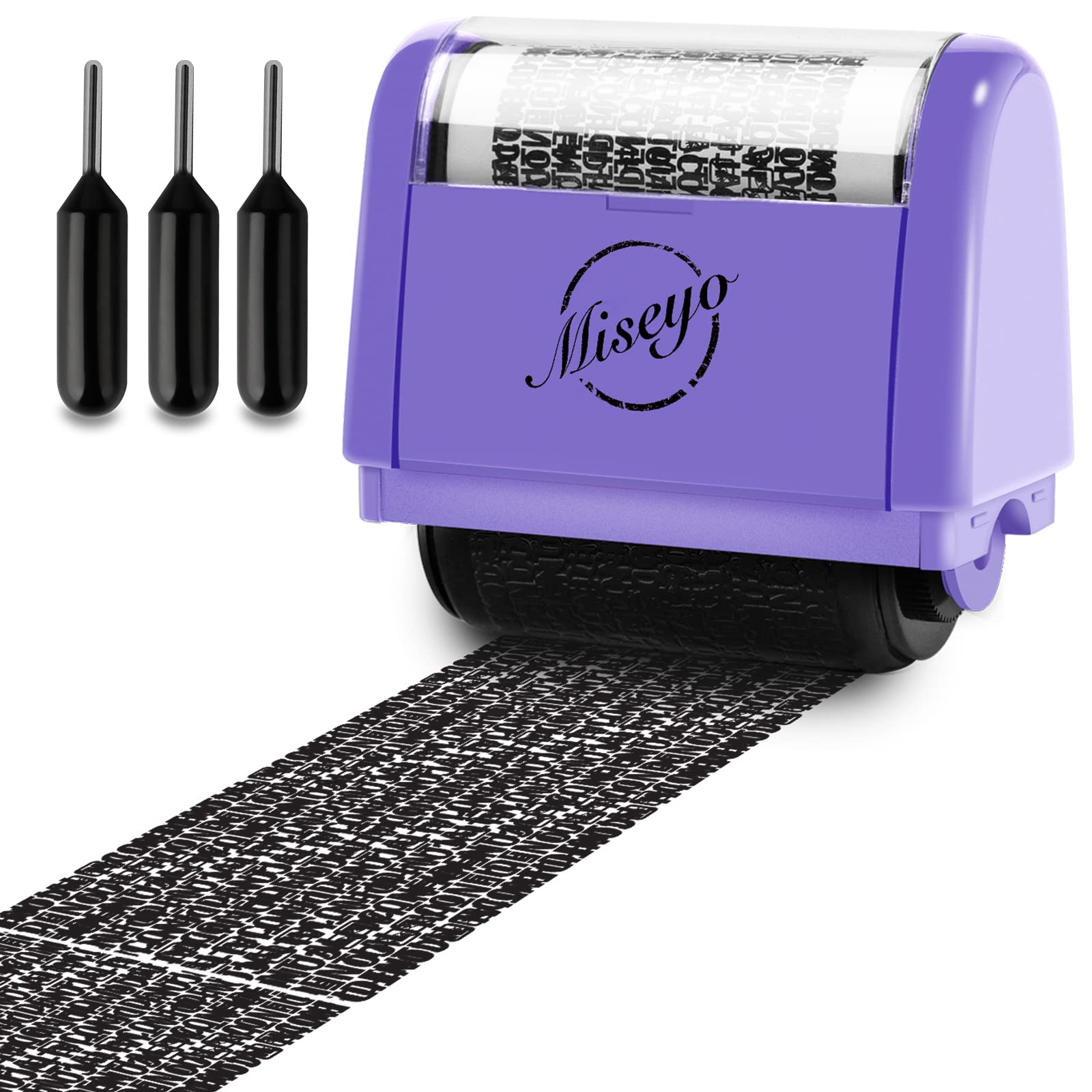 Buy now Miseyo Wide Identity Theft Protection Roller Stamp Set - Yellow (3 Refill Ink Included) Purple Stamp+3 Refills at indiglob india
