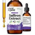 Wild & Organic Saffron Supplements 88.5 mg - Mood, Focus, Eye Support - 4oz | Saffron Extract Liquid Drops - Add to Tea - 5-Month Supply - Crocus Sativus Herb - Vegan, No Sugar & Alcohol-Free Tincture