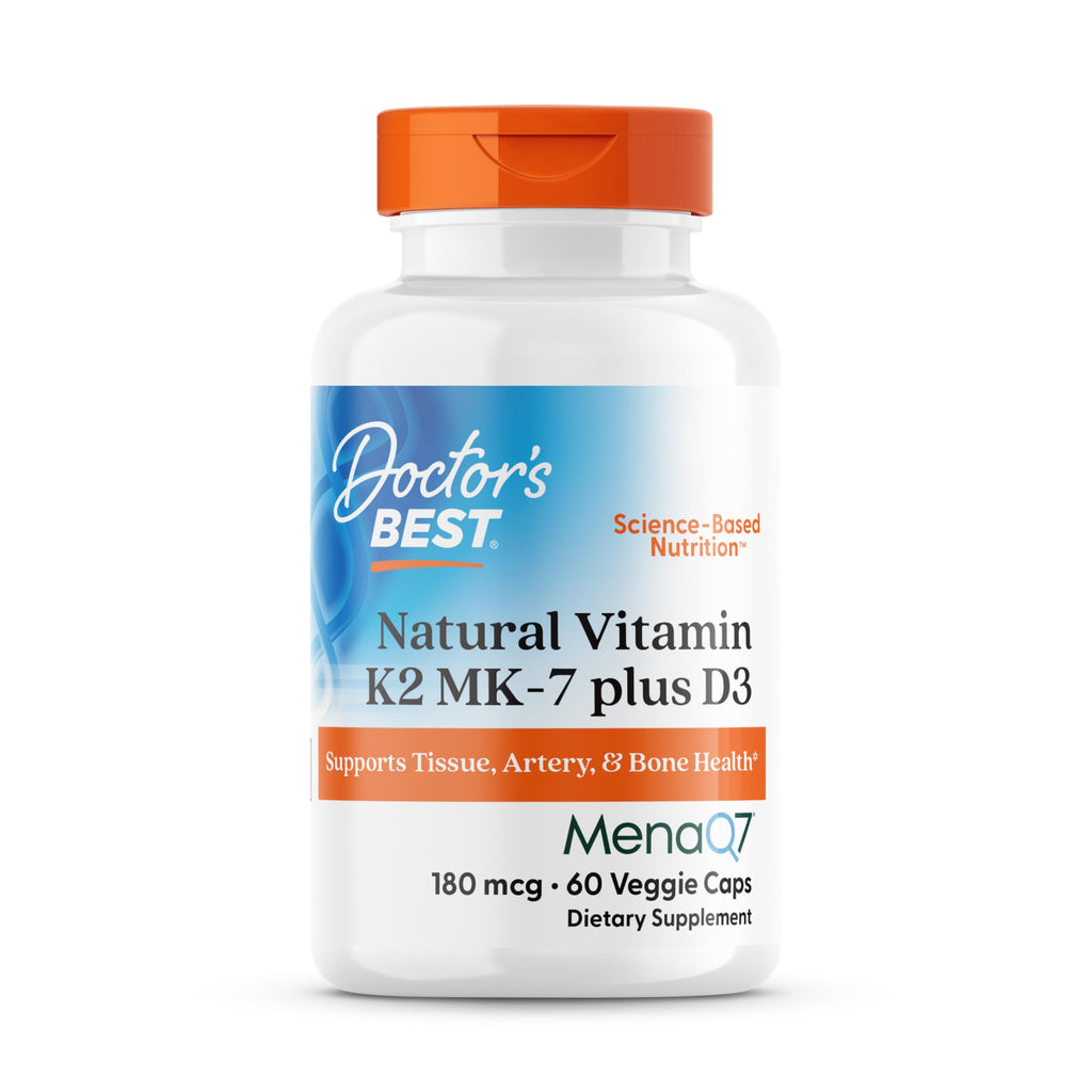Doctor's Best Natural Vitamin K2 MK-7 Plus D3, Non-GMO, 60 Veg Caps