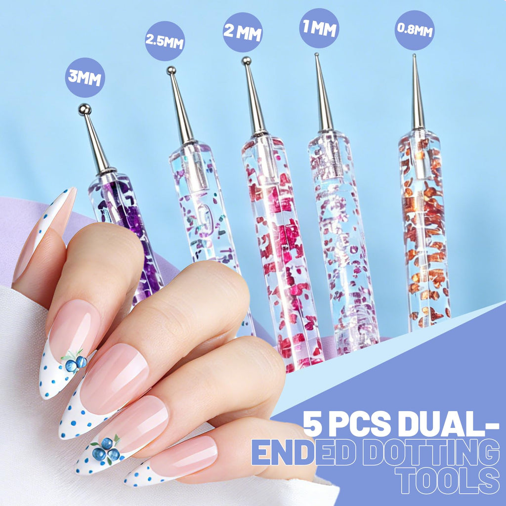 Teenitor Nail Art Tools Set, 23 Pcs Nail Art Brushes, 5 Pcs Nail Dotting Tool, 2 Set of Nail Stand, 100 Pcs Double-Sided Adhesive Tabs, Nail Art Palette, Brushes Holder, Purple