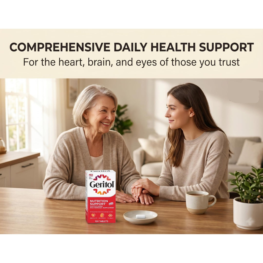 Geritol Multi-Vitamin Nutritional Support Tablets, Balance of 26 Essential Vitamins and Minerals, 100-Count Bottles (Pack of 2)