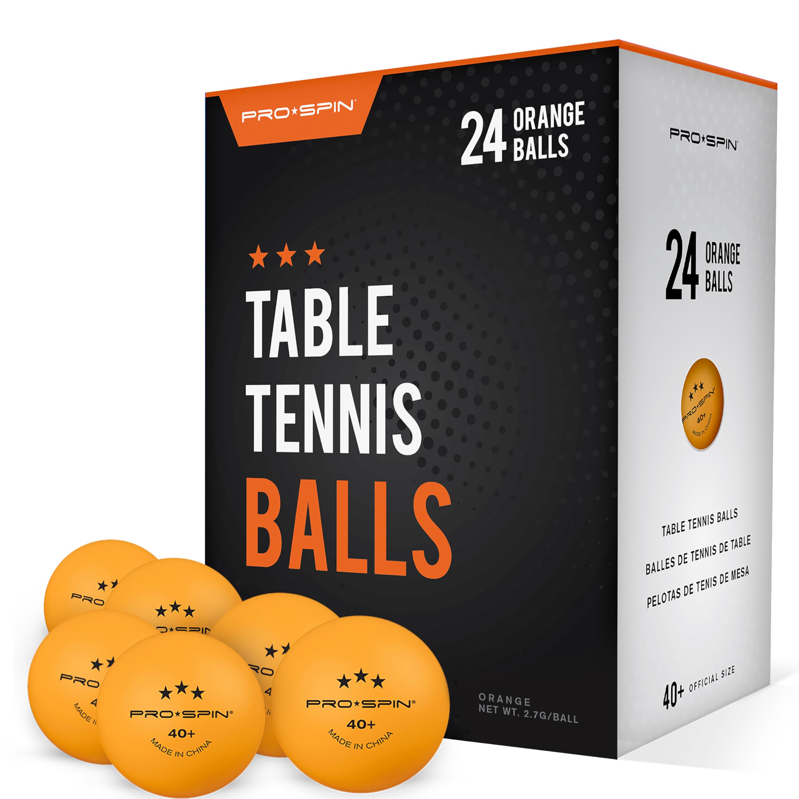 Buy now PRO-SPIN Ping Pong Balls - 3-Star Premium Orange Table Tennis Balls | High-Performance 40+ ABS Professional Quality | Ultimate Durability for Indoor & Outdoor Ping Pong Tables Pack of 24 at indiglob india