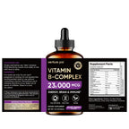 Vitamin B Complex 23000mcg - Methyl B12| B9 Folic|B7 Biotin,B1,B2,B3,B5,B6 | Vitamin B Complex Liquid Drops for Men & Women with Vitamin C, Choline & Inositol for Energy, Immune & Brain Support - 2Oz