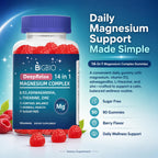 Magnesium Complex 14-in-1 Gummies Sugar-Free – with Ashwagandha, L-Theanine, D3 & Zinc – Cortisol Supplements for Women – Berry Flavor 90 Gummies 45 Servings