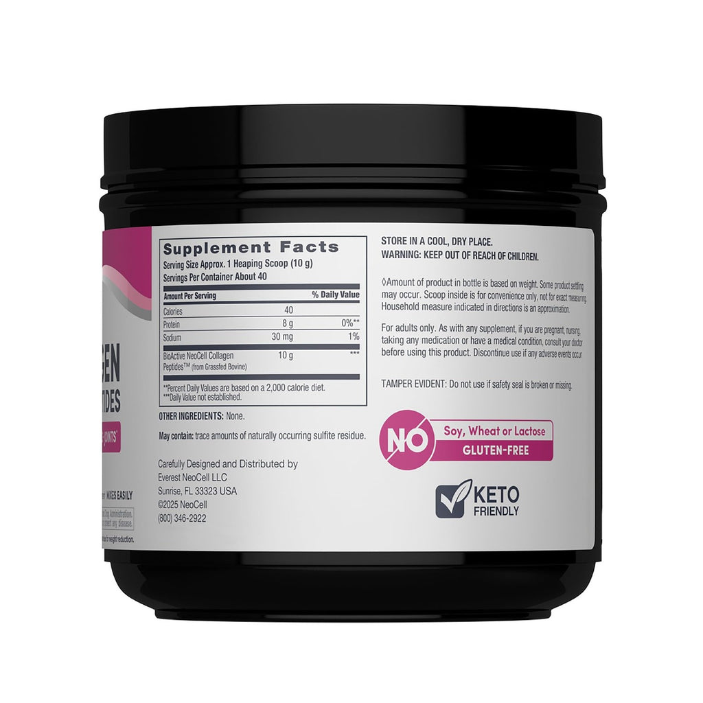 NeoCell Grassfed Collagen Peptides Powder | 14 oz | Unflavored | for Women and Men | Hair, Skin, & Nails