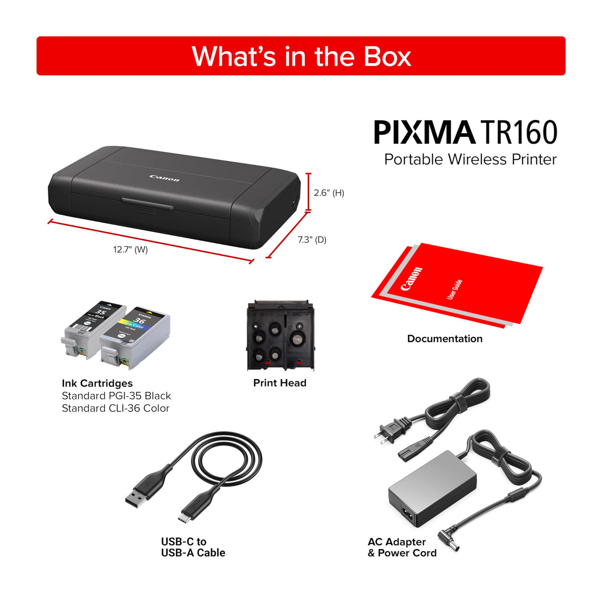 Canon PIXMA TR160 Color Wireless Portable Printer