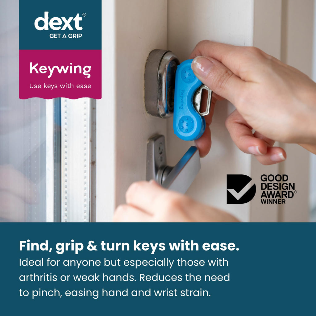 Dext - Keywing Key Turner Aid for People with Arthritis, Parkinson’s, and More, Comfortable and Secure Grip for Weak Hands, Lightweight, Durable, Click-On Design, Suitable for Flat Keys (Multipack, 3)