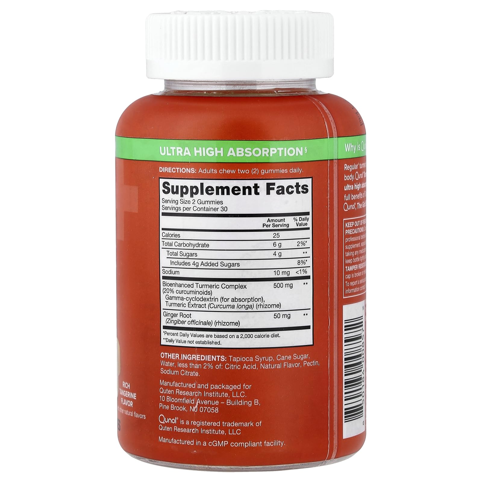 Qunol Turmeric Curcumin & Ginger Gummy, 550mg Enhanced Absorption 60ct | Delicious Vegan & Gluten Free Supplement that Supports Joint Health and Healthy Inflammation Response, Rich Tangerine Flavor