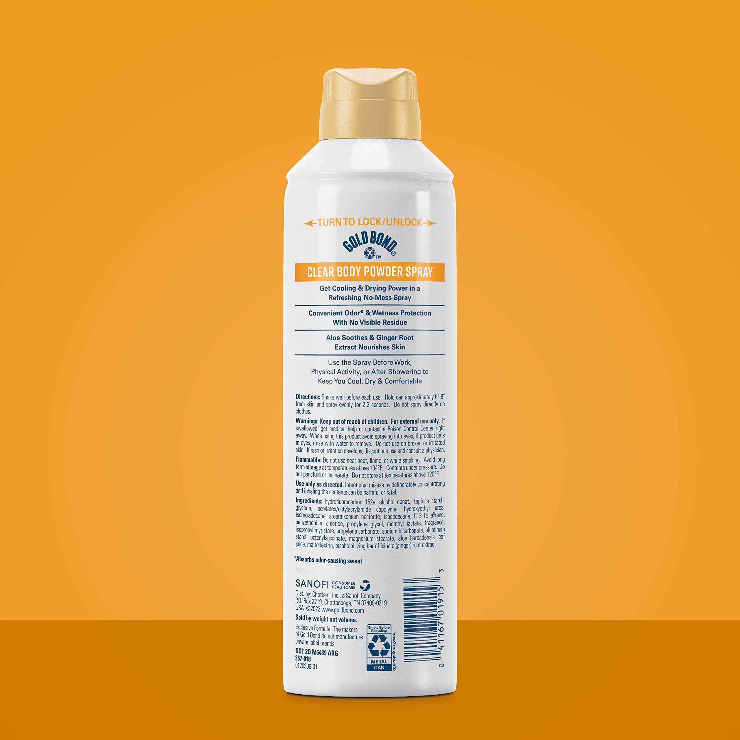 Gold Bond No Mess Clear Invisible Body Powder Spray, 7 oz., Absorbs Odor-Causing Sweat (Pack of 2)