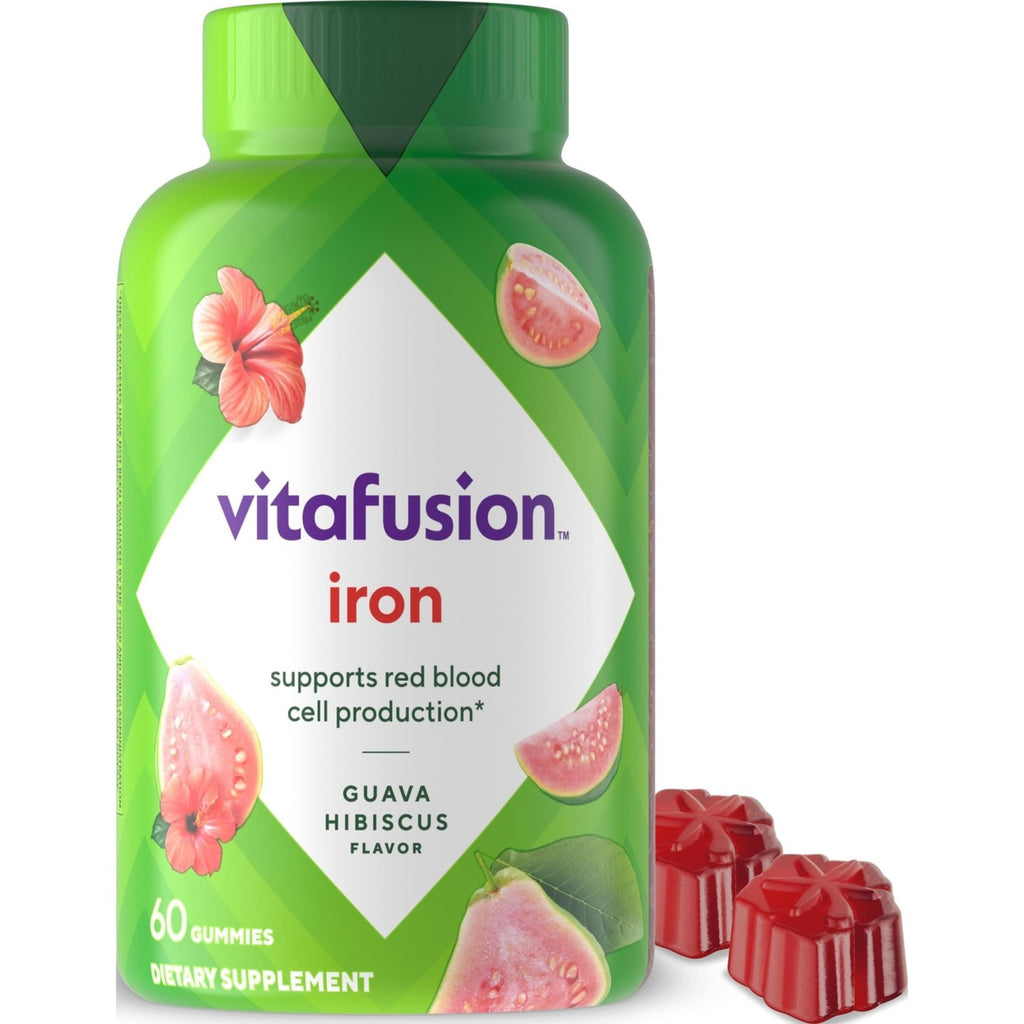 Vitafusion Iron Gummy Vitamin Supplement,Supports Red Blood Cell Production*,Guava Hibiscus Flavor,30 Servings,60 Count (Pack of 2)