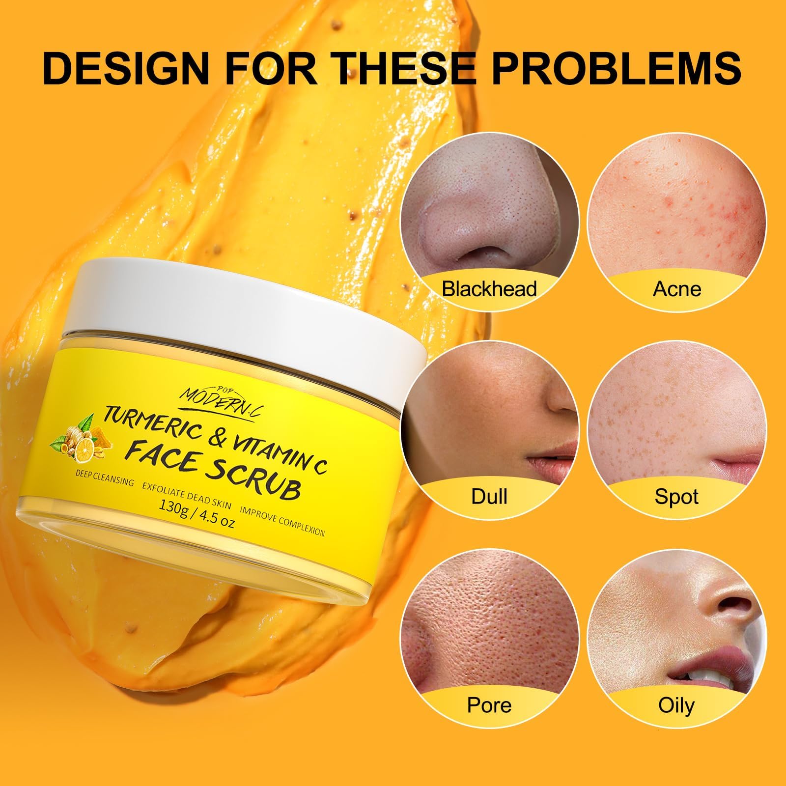 Buy now Vitamin C and Turmeric Face Scrub Cream Organics Microdermabrasion Facial Scrub Exfoliating Clears Blackheads Improve Dark Spot Acne with Strawberry Extract Exfoliator 130g/4.5oz at indiglob india