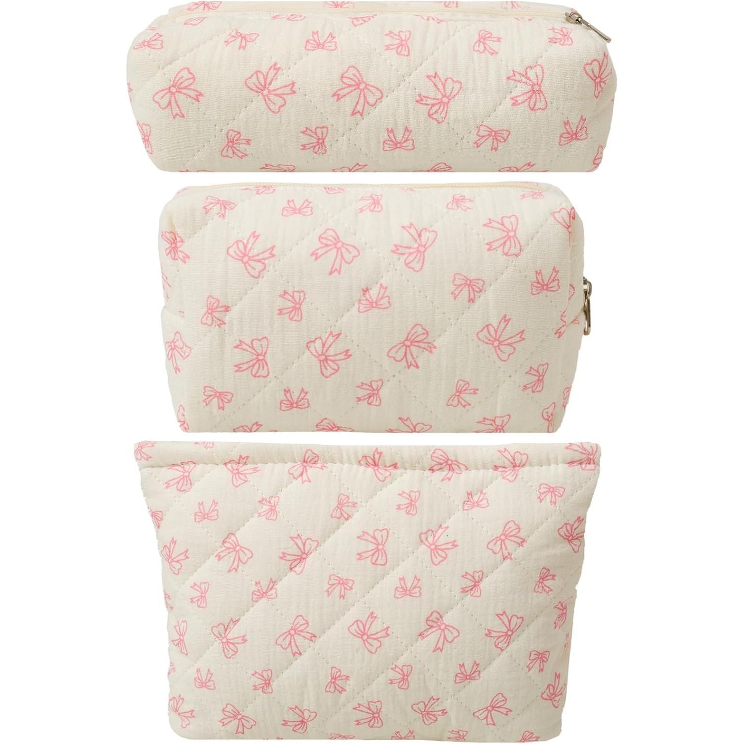Buy now LYDZTION Makeup Bag Cosmetic Bag for Women,1Pcs Large Capacity Makeup Bags and 1Pcs Pencil Case Makeup Brushes Storage Bag Travel Toiletry Bag Organizer Bow at indiglob india