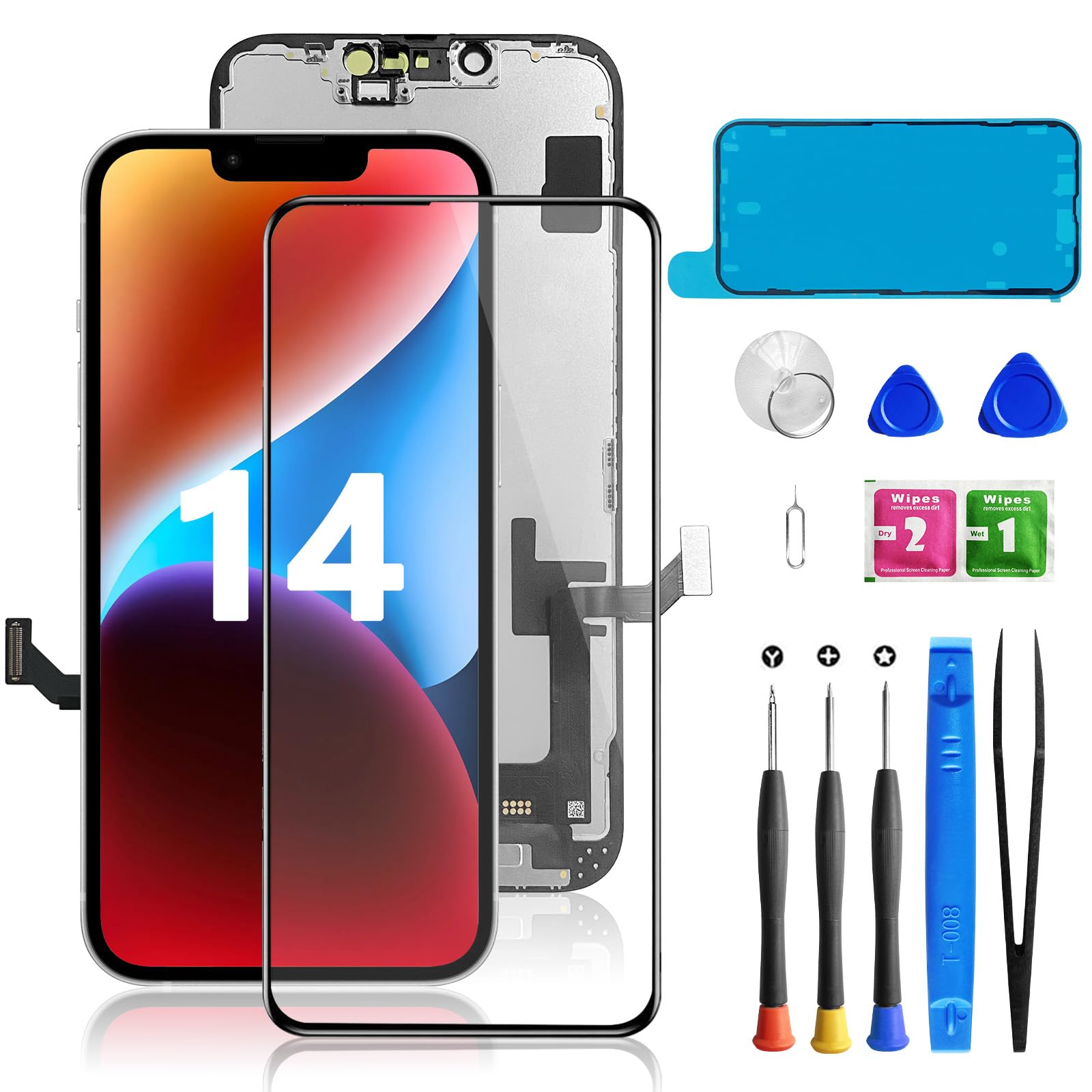 Buy now for iPhone 11 Screen Replacement 6.1 3D Touch Screen LCD Display Digitizer for A2111, A2223, A2221 Cell Phone Repair Kits+ Waterproof Frame Adhesive Sticker+Screen Tempered Protector+Face ID for iphone 14 at indiglob india
