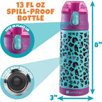 Buy now Bentology Kids Lunch Bag Set w Matching Reusable Water Bottle & Hard Ice Pack- Blue Purple Cheetah Cat- Insulated Tote, Stainless Steel Insulated Thermos, Hard Ice Pack- Back to School Lunchbox Kits at indiglob india