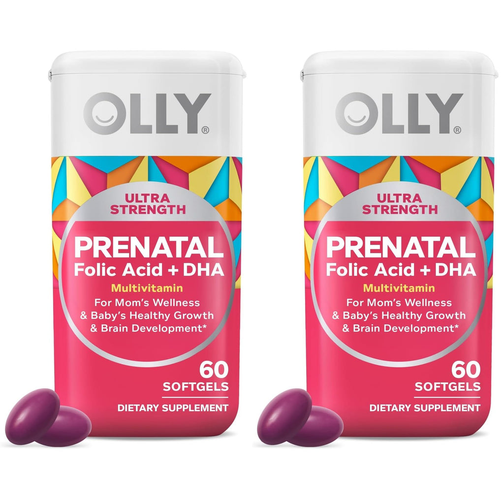 OLLY Ultra Strength Prenatal Multivitamin Softgels, Omega-3s - 60 Count