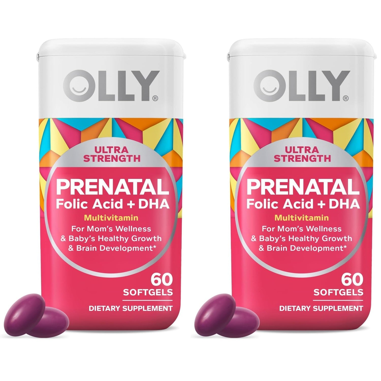 OLLY Ultra Strength Prenatal Multivitamin Softgels, Omega-3s - 60 Count