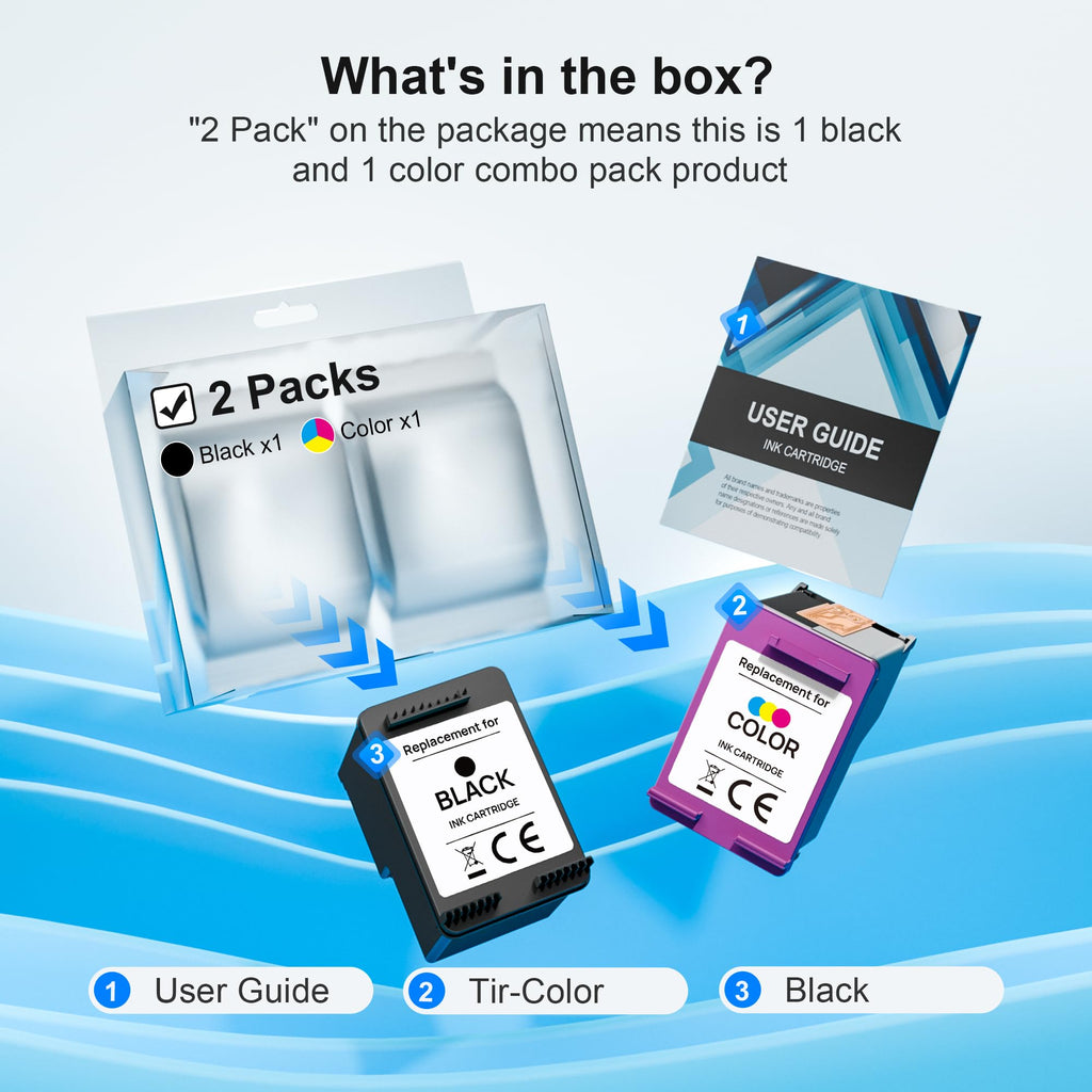 61XL Ink Cartridge Replacement for HP Ink 61 for HP 61 Ink Works with HP Envy 4500 5530 5534 4502 Deskjet 1000 1010 2540 3000 3510 Officejet 4630 4635 Printer (2 Pack)