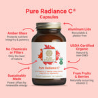 Pure Synergy Pure Radiance C Organic Vitamin C Capsules (90 Capsules) | 100% Natural, Whole Food, Non-GMO Supplement with Organic Camu Camu, For Immune & Collagen Support