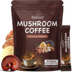 Mushroom Coffee, 6 Adaptogenic Mushrooms (Lion's Mane, Cordyceps, Turkey Tail & Other) Mixed with Premium Instant Coffee for Focus, Energy, Immune and Gut Health Support, 30 Servings