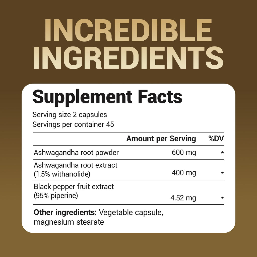 Dr. Berg Ashwagandha Capsules 1000mg - Includes Ashwagandha Root with Black Pepper from Bioperine - Ashwagandha Supplements 90 Capsules