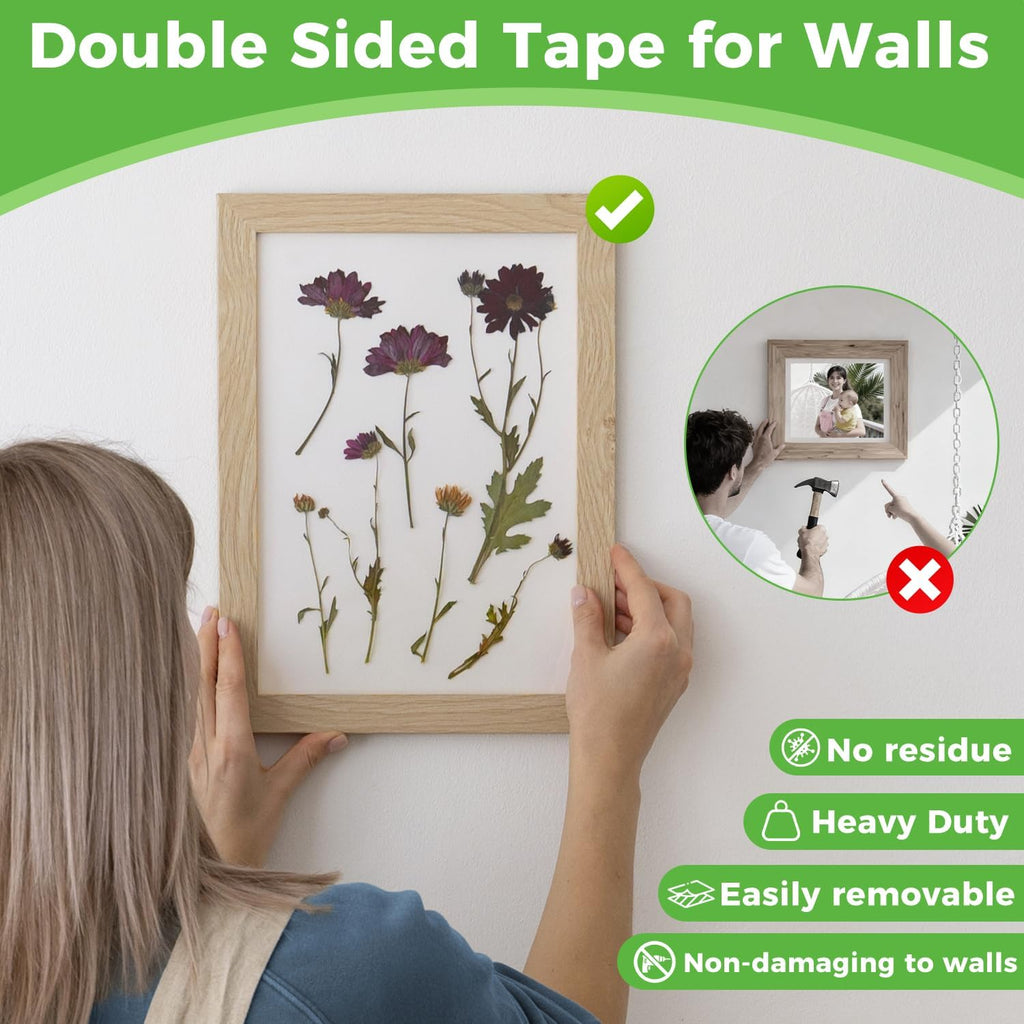 Double Sided Foam Tape Strong Pad Mounting,Black Self-Adhesive Tape Include Square Round and Rectangular(60Pcs)