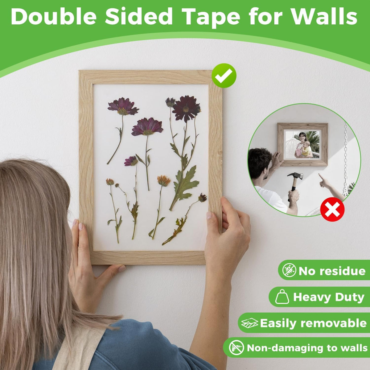Double Sided Foam Tape Strong Pad Mounting,Black Self-Adhesive Tape Include Square Round and Rectangular(60Pcs)