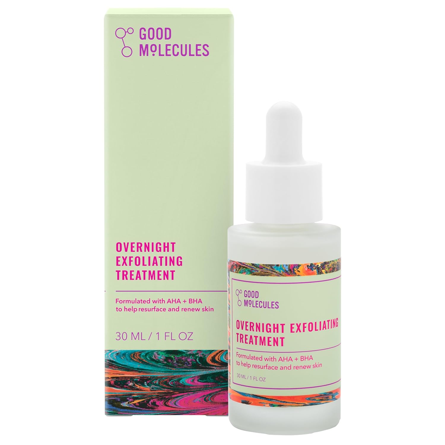 Buy now Good Molecules Overnight Exfoliating Treatment - Face Exfoliator with AHA & BHA Lightweight Formula - Pore Minimizer, Facial Skin Care with Glycolic & Salicylic Acid Default at indiglob india