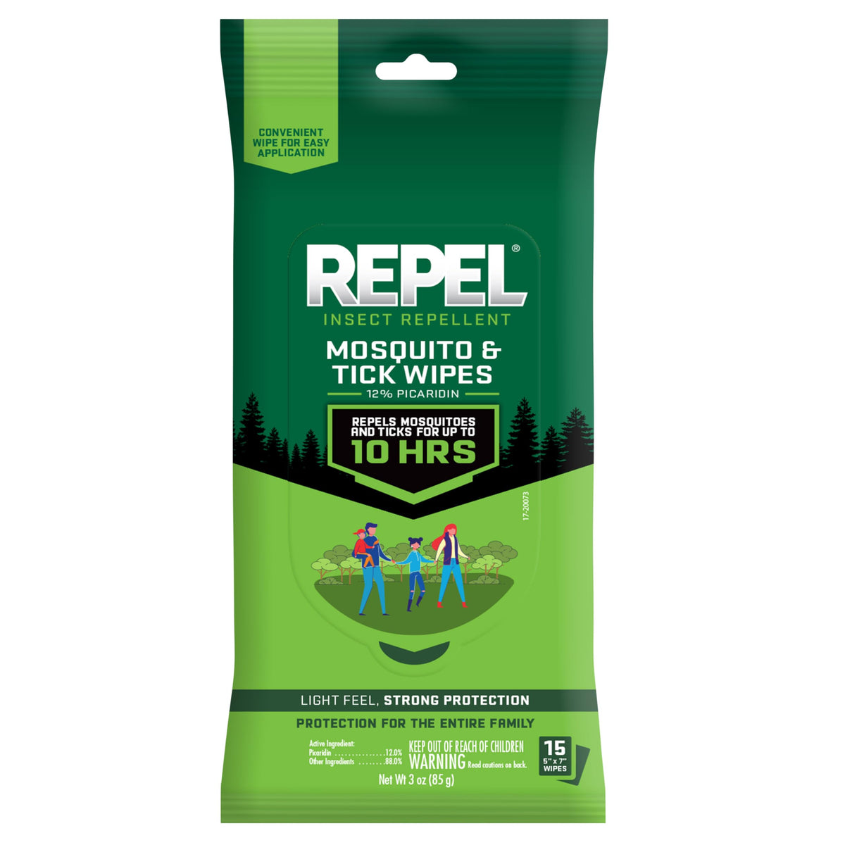 Repel Insect Repellent Mosquito & Tick Wipes 3 Oz, 12% Picaridin, 15 Count