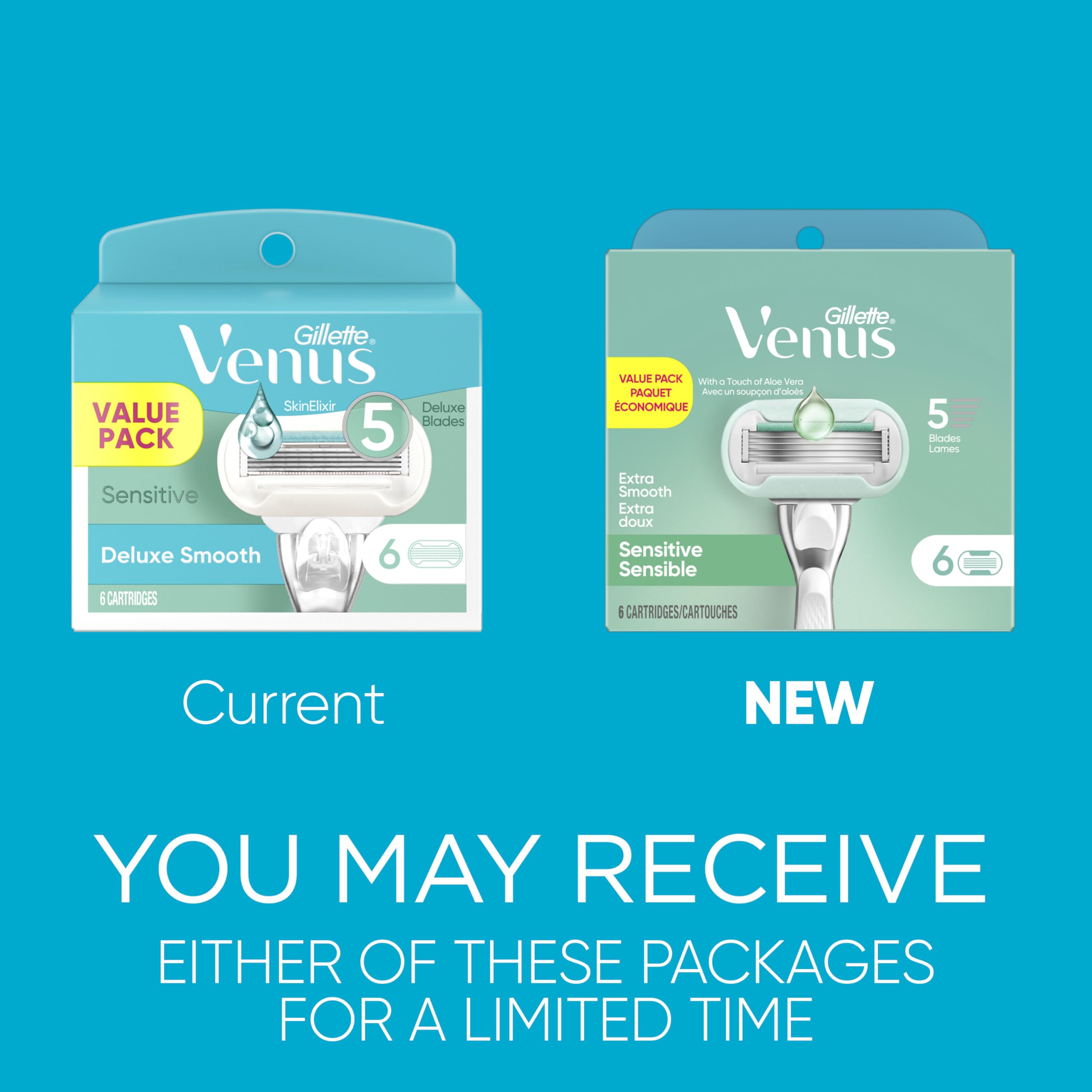 Gillette Venus Extra Smooth Sensitive Womens Razor Blade Refills, 6 Count, Designed for Women with Sensitive Skin