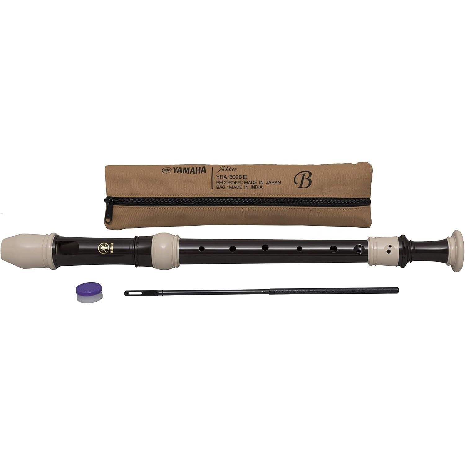 Buy now Yamaha YRA-302B Alto Recorder, smooth brown finish, key of F at indiglob india