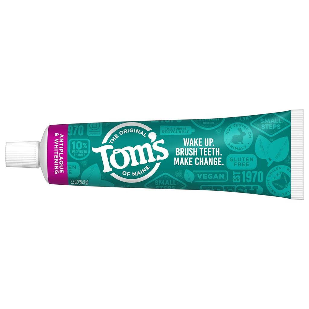 Buy now Tom's of Maine Fluoride-Free Antiplaque & Whitening Natural Toothpaste, Peppermint, 5.5 oz. (Pack of 2) at indiglob india