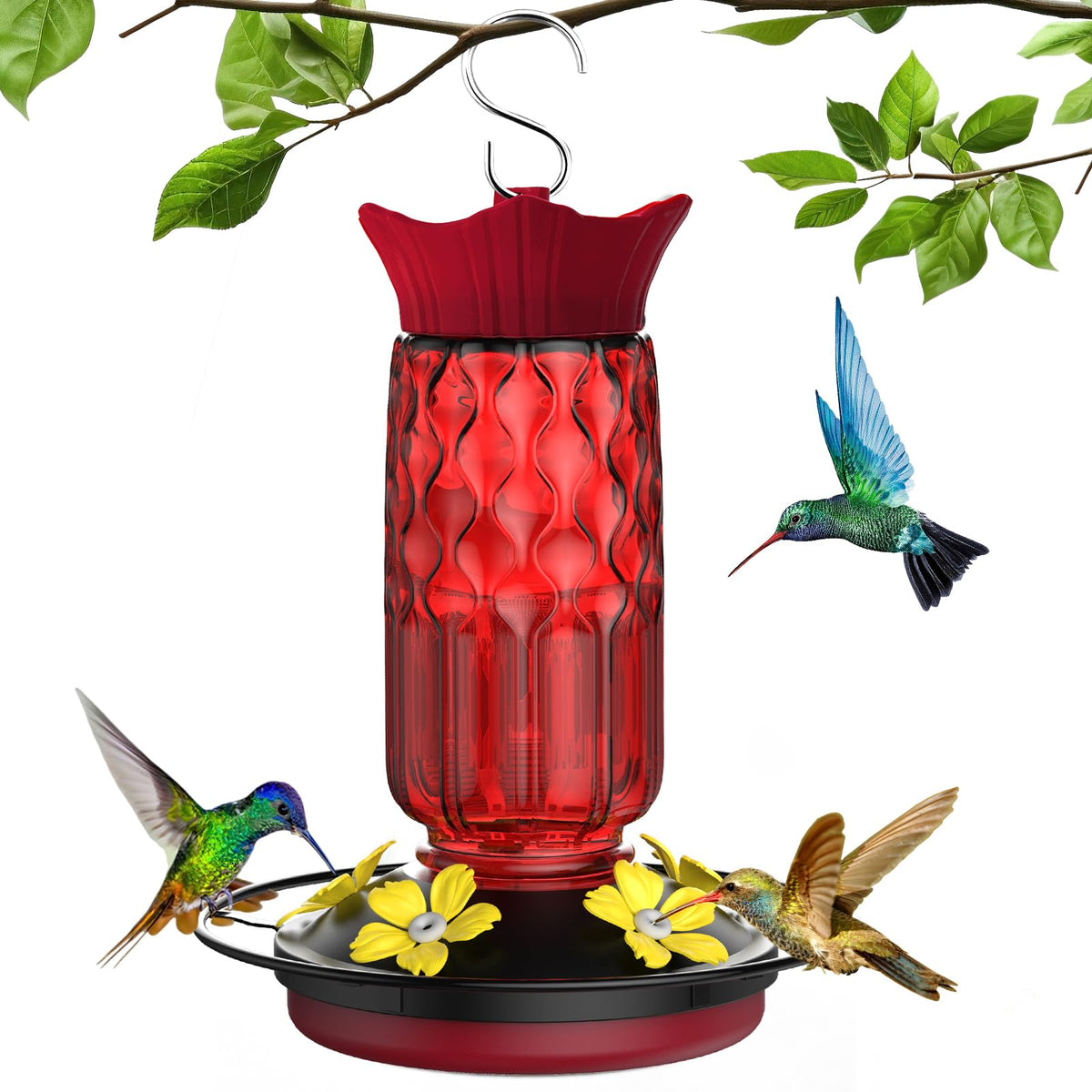 Hummingbird Feeders for Outdoors Hanging, 16 oz Plastic Hummingbird Feeders