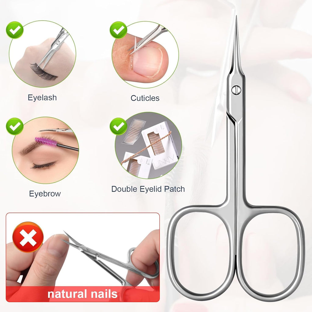 Buy now CGBE Cuticle Scissors Extra Fine Curved Blade, Super Slim Manicure Scissors for Cuticles Professional Small Scissors with Precise Pointed Tip Grooming Blades, Eyebrow, Eyelash, and Dry Skin - Silvery at indiglob india